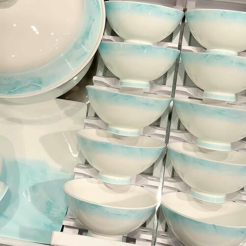 Ceramic Dinnerware Set Microwave and Dishwasher Safe Scratch Resistant 8 Inch Square Plates 1