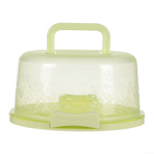 Cake Carrier with Lid and Handle, 8 Inch Round Cake Transport Container, Clear Dome with Snap Locks, Blue
