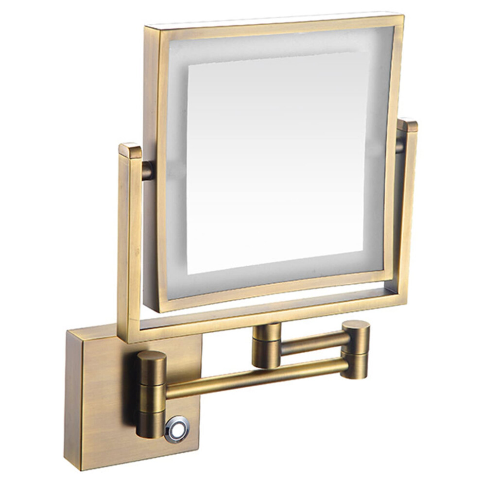 Lighted Wall Mounted Makeup Mirror with 3X Magnification, LED Touch Dimming, 360 Swivel Arm, Silver USB