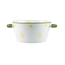 Ceramic Underglaze Green Binaural Soup Bowl, Microwave and Dishwasher Safe Scratch Resistant Dinnerware