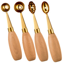 4pcs Stainless Steel Melon Baller Scoop Set Double Ended Fruit Spoon with Ergonomic Grip Easy Clean