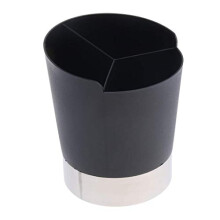 Black Straw Dispenser with Three Compartments and Stainless Steel Base for Cafe and Restaurant
