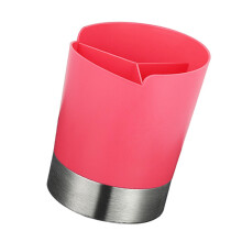 Utensil Organizer with Large Capacity, Stainless Steel Fork Spoon Straw Holder, Pink Countertop Storage