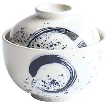 Ceramic Rice Bowl with Lid 4.5 Inch Japanese Ramen Bowl Stackable SpaceSaving Design 320ml