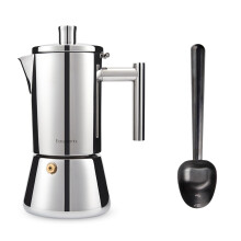 Stainless Steel Stovetop Espresso Maker 4 Cup Gunmetal Black Moka Pot with Heat Resistant Handle and Coffee Scoop