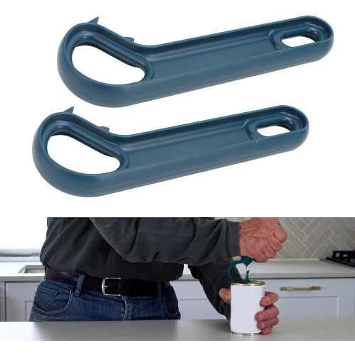2pcs Ring Pull Can Opener with Ergonomic Comfort Grip for Seniors and Weak Hands Blue 2