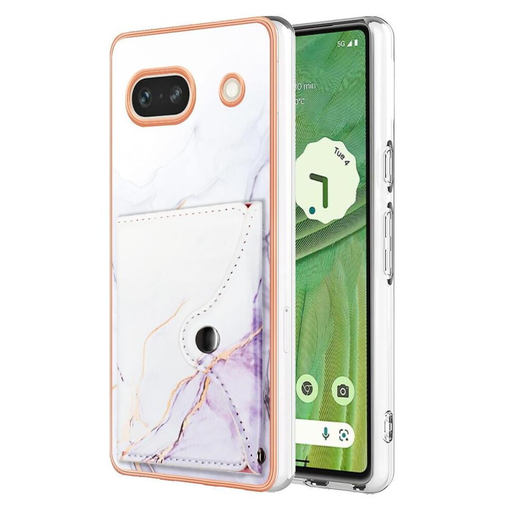 Case For Google Pixel 7A Card Slots Slim Wallet Soft Tpu Bumper Marble 9377112331201