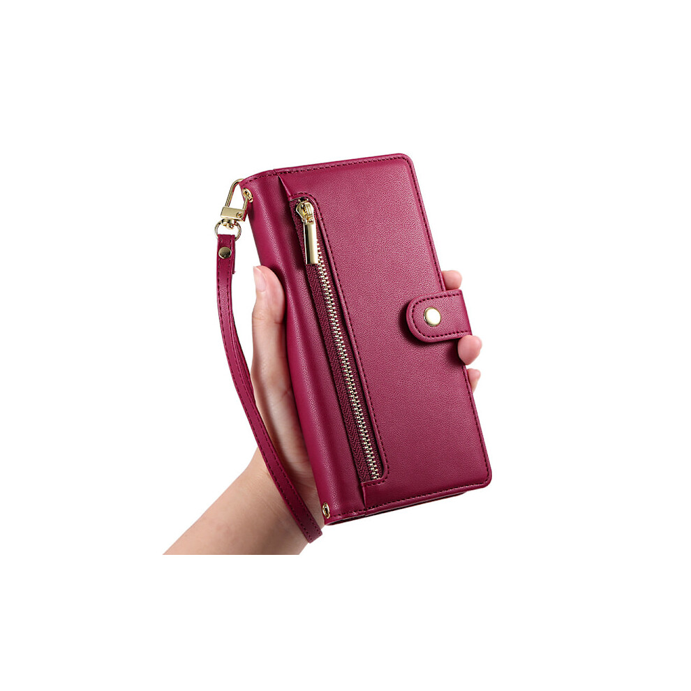Mobile Wallet Compatible With Iphone 16 Series, Holds Phone & Cards, Protects Card Magnetism, Compatible With Iphone 16 Pro Red 9377112332215