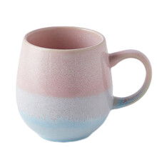 520Ml Simple Gradient Color Mug Ceramic Coffee Milk Handle Mug Drinking Oats Cup Water Juice Teacup,Pink and White