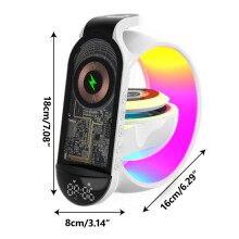 Wireless Charger Stand, Small a Bluetooth Speaker 6-in-1 Wireless Charging G Light Alarm Clock Portable Audio System