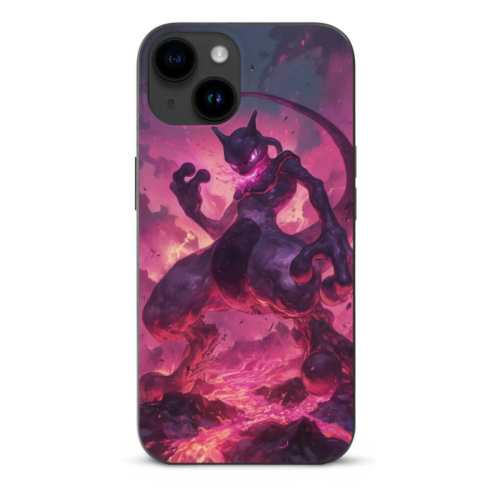 Mewtwo Pokemon Mobile Phone Shell Case For Compatible With Iphone 15 Case Drop Impact Shockproof Tpu Protective Bumper Phone Case -Style 6.1" Black 9377112334370