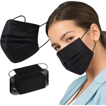Disposable Face Mask, 100 PCS Black Masks, 3 Ply Protection Face Masks Adults 100 Pcs 100 Count (Pack of 1)