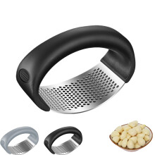 Stainless Steel Garlic Press Rocker with Ergonomic NonSlip Grip, Easy Mincer for Kitchen Cooking