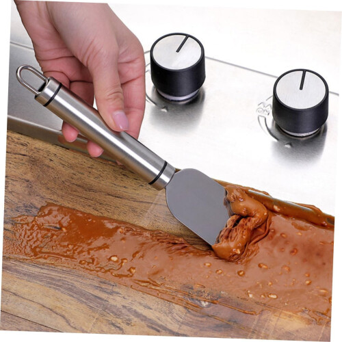 2pcs Stainless Steel Scraper with Ergonomic Grip for Versatile Kitchen and Freezer Cleaning 2