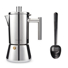 Stovetop Espresso Maker 6 Cup Stainless Steel Moka Pot, Induction Compatible Gunmetal Black with Coffee Scoop