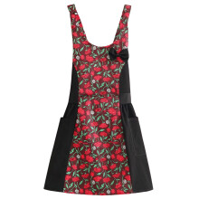 Hair Stylist Apron with Pockets Waterproof Adjustable Fit Floral Design Black and Red 30 Inch