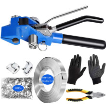 Steel Strapping Kit with Tensioner and Cutter, 3/4 Inch Metal Banding Tool Set for Heavy Duty Packaging, 100pcs Buckles
