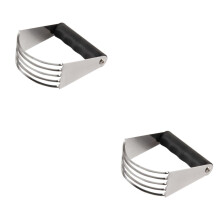 2pcs Stainless Steel Pastry Cutter and Dough Blender for Baking with Ergonomic Grip Easy Clean Silver