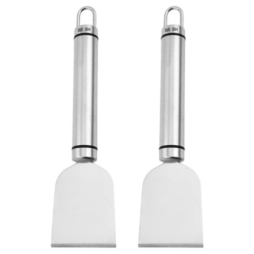 2pcs Stainless Steel Scraper for Ice and Grease Removal Ergonomic Handle Kitchen Cleaning Tool