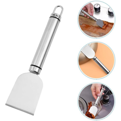 2pcs Stainless Steel Scraper for Ice and Grease Removal Ergonomic Handle Kitchen Cleaning Tool 1