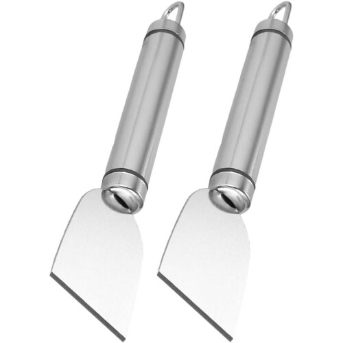 2pcs Stainless Steel Scraper for Ice and Grease Removal Ergonomic Handle Kitchen Cleaning Tool 2