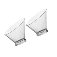 2Pcs Clear Plastic Angled Salad Bowls for Parties Dessert Fruit Serving Festival Use