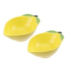 2pcs Ceramic Lemon Saucer Set with Charming Lemon Shape for Salad, Dessert and Stylish Table Upgrade