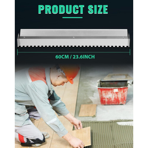24 Inch Square Notch Tile Trowel with Baffle for Large Surface Coverage and Precise Adhesive Spread 2