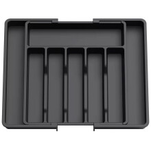 Expandable Cutlery Tray with Adjustable Compartments for Kitchen Utensils Drawer Organizer, Large Black