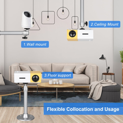 Universal Projector Ceiling Mount Bracket, Adjustable Height, 360 Rotation, Extends to 7.08", Supports 11 lbs 2