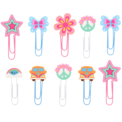 10pcs Cartoon Silicone Binder Clips (Random Color)
