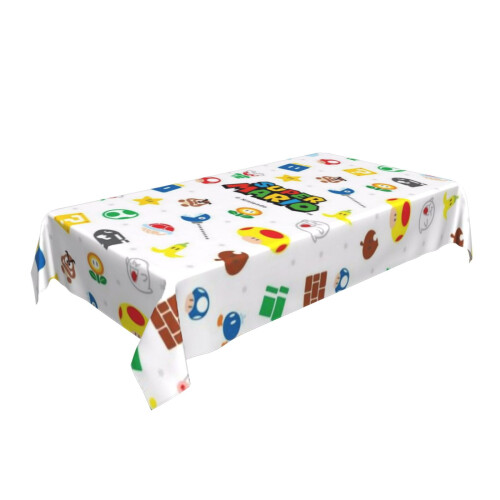 Mario Rectangular Tablecloth Water Resistance Antiwrinkle Spillproof Soft Fabric Table Cloth 60"X90" 1