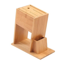 Bamboo Kitchen Knife Block 7 Slot Countertop Organizer with Non Slip Base for Home Kitchen