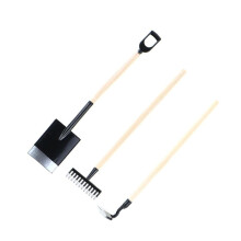 Miniature Gardening Tools Set with Shovel Rake Trowel, Durable Wood Metal Fairy Garden Accessories 10cm Black