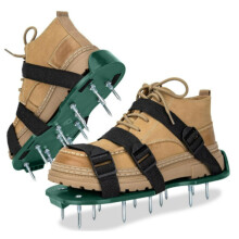 Lawn Aerator Shoes with Adjustable Straps, PreAssembled Spike Sandals for Deep Soil Aeration (Green)