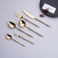 48 Piece Gold Stainless Steel Flatware Set for 8 with Mirror Finish and Ergonomic Handles