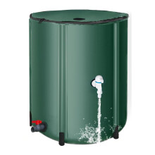 Collapsible Rain Barrel with Spigot, 200L PVC Water Storage Tank, LeakProof Garden Rainwater Collector