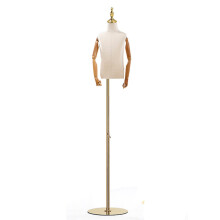 Adjustable Child Mannequin with Wooden Arms and Metal Base for 28 Year Old Kids Clothing Display