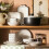 Ceramic Dinnerware Set with Large Serving Spoon, European Style Striped Tableware, Microwave Safe 5