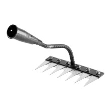 Carbon Steel Garden Weeding Rake 7 Teeth Heavy Duty Metal Rake for Gardening and Weeding