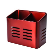 Kitchen Knife Holder Stainless Steel Knife Block with Utensil Storage Large Capacity Quick Drain Red