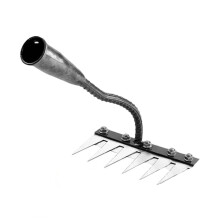 Heavy Duty Carbon Steel Garden Rake, 8 Teeth Weeding Rake with Ergonomic Rubber Grip 30cm