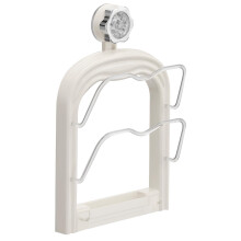 Pot Lid Organizer Adjustable Wall Mounted Rack with Suction Cup Space Saving Kitchen Holder Cream