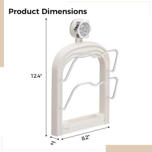 Pot Lid Organizer Adjustable Wall Mounted Rack with Suction Cup Space Saving Kitchen Holder Cream 1