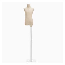 Adjustable Child Dress Form with Linen Torso and Wooden Arms, Kids Clothing Display Mannequin, 3 Sizes