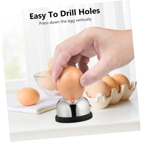 Egg Piercer for Hard Boiled Eggs with Holder, Prevent Shell Cracks, Easy Peeling, Safe Spring 1