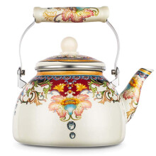Enamel Tea Kettle 4L Large Capacity Retro Chinese Style Stovetop Kettle for Gas and Induction