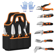 8 Piece Stainless Steel Garden Tool Set with Ergonomic NonSlip Grip and Durable Storage Tote Bag