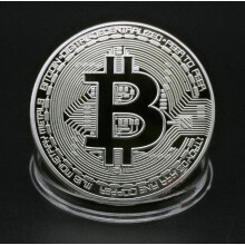 SILVER PLATED Bitcoin Token w/Display Case