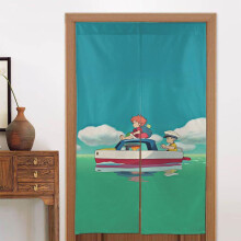 Ponyo Door Curtain for Doorway, Pattern Print Blackout Privacy Window Curtain, Room Divider Curtain Tapestry Home Decor, 34" W X 56" L